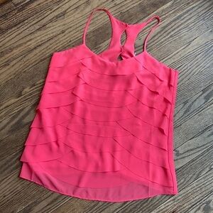 NWT Naked Zebra Racerback Pink Coral Blouse w/Ruffled Front
